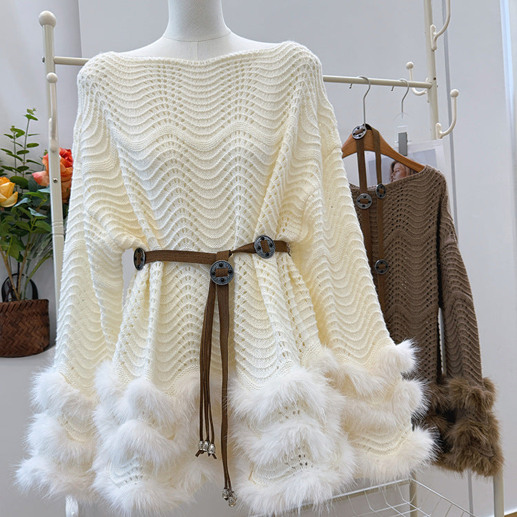 French Chic Knitted Dress With A Belting Waist For A Defined Silhouette