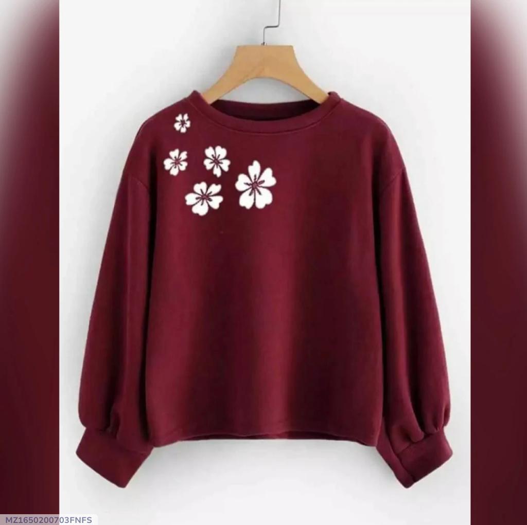 1 Pc Women's Stitched Fleece Printed Sweat Shirt