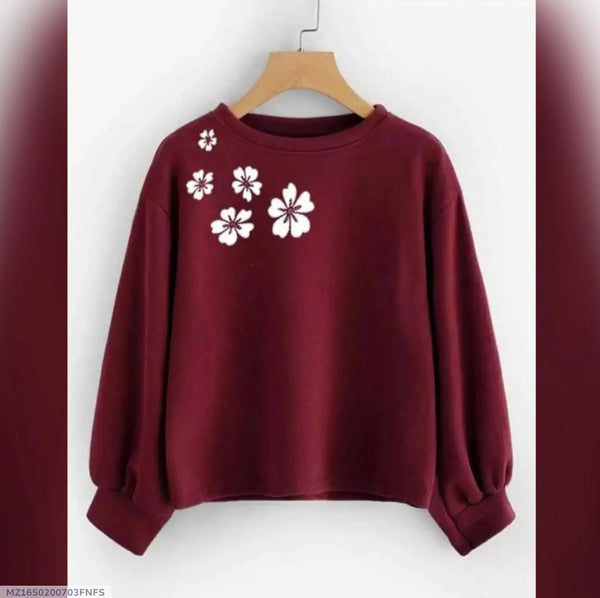 1 Pc Women's Stitched Fleece Printed Sweat Shirt