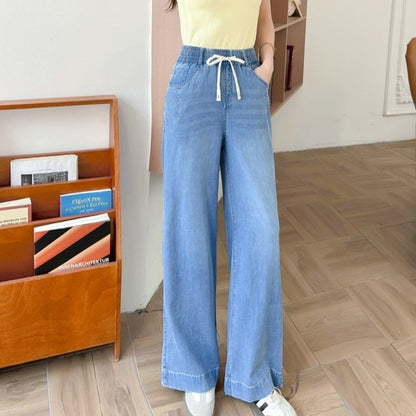 New Arrival Summer Thin Stretch Straight Elastic Denim Jeans In Lyocell Tencel