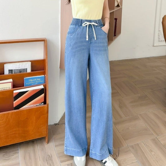 New Arrival Summer Thin Stretch Straight Elastic Denim Jeans In Lyocell Tencel
