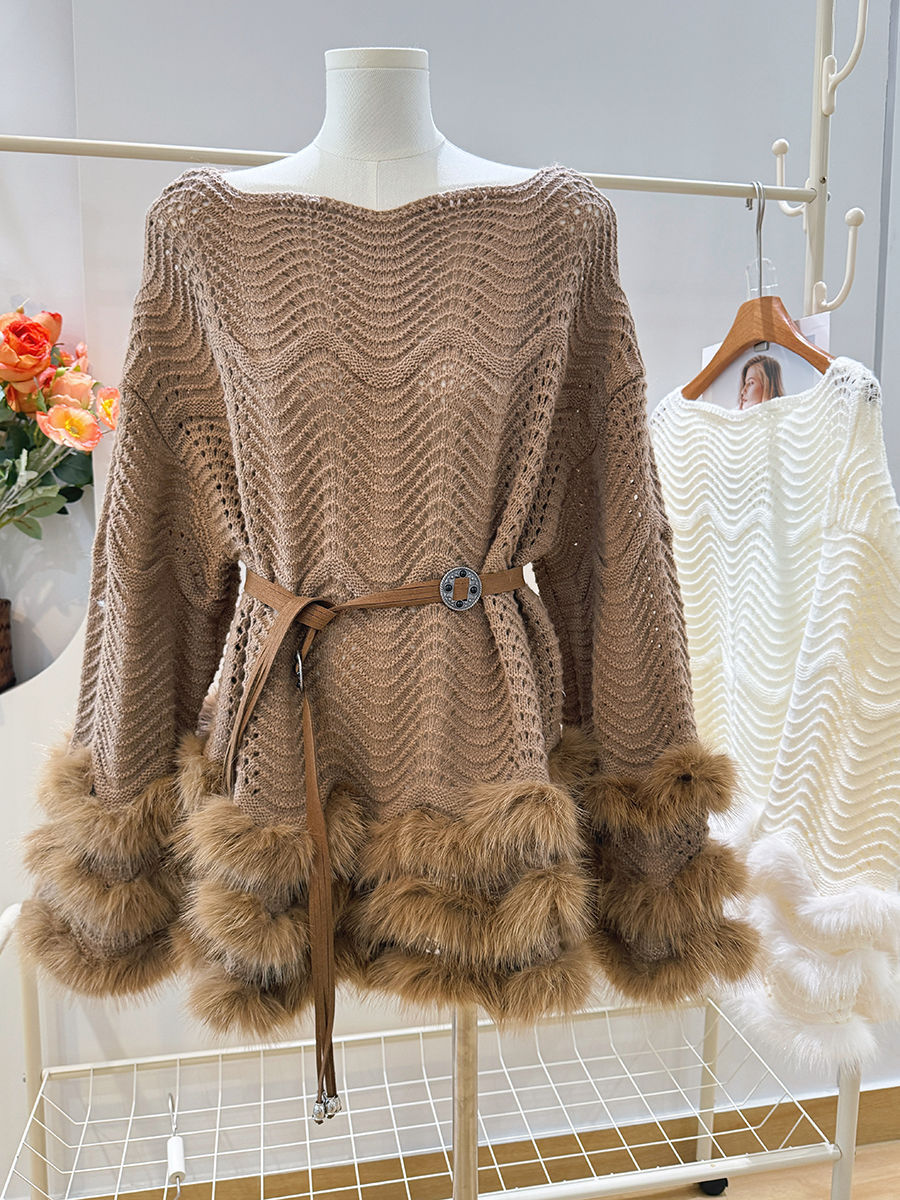 French Chic Knitted Dress With A Belting Waist For A Defined Silhouette